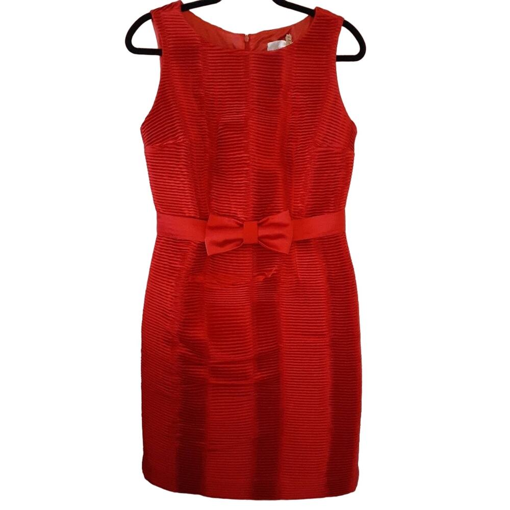 Lotus Grace Red Pleated Bow Front Formal Dress